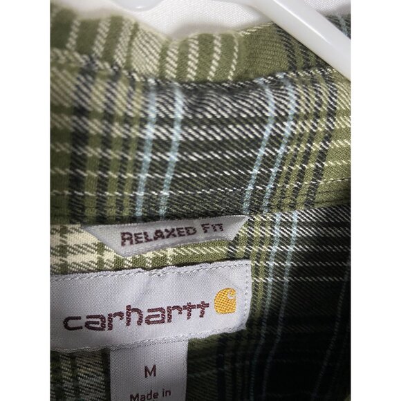 Carhartt Mens Green Plaid Long Sleeve Button-Up Shirt Medium - Picture 14 of 15